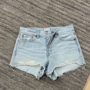 American Eagle Outfitters Light Blue Distressed Jean Shorts